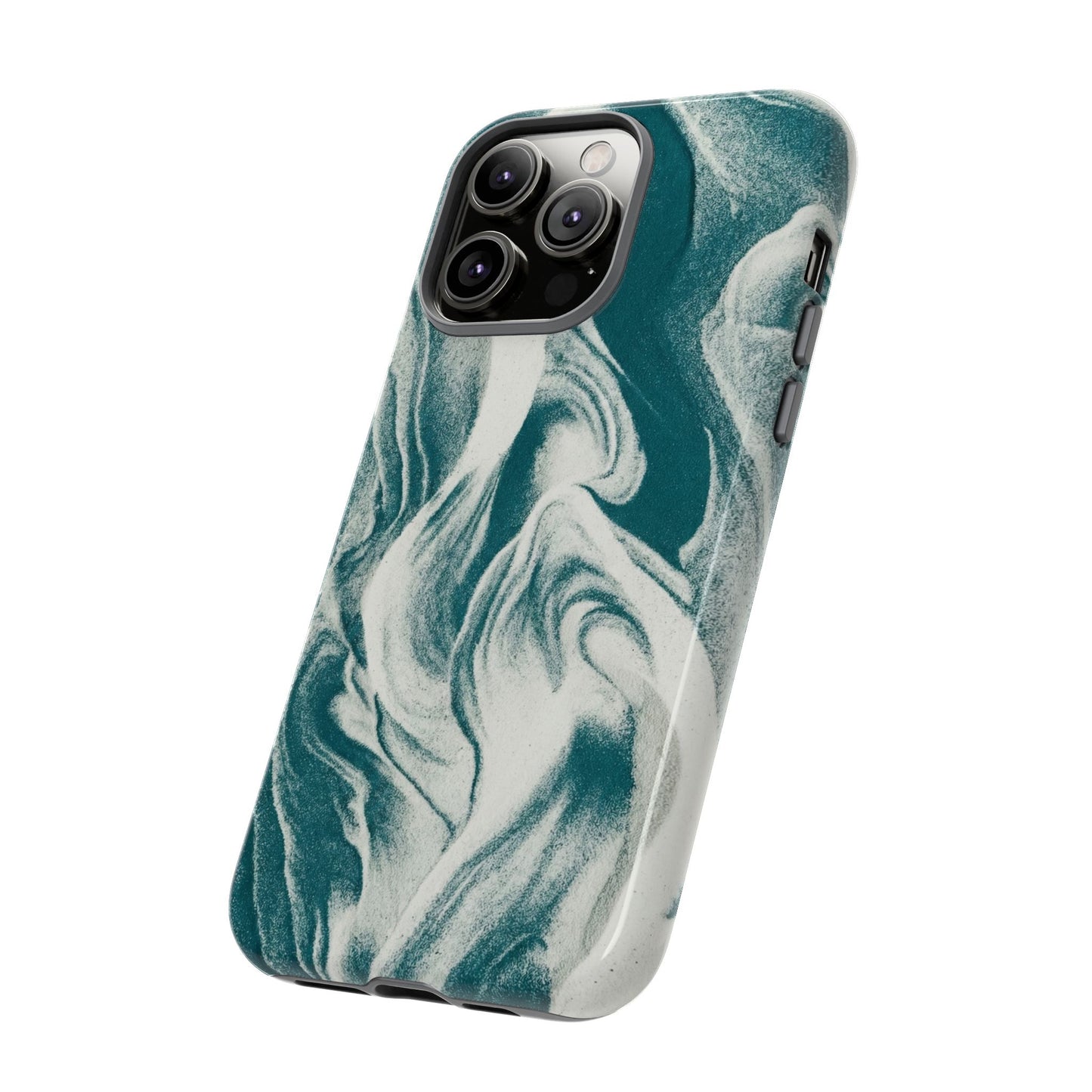Marble Teal Tough Phone Case — Swirl Pattern Protective Cover