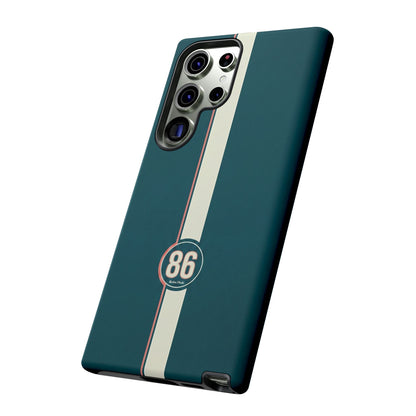 Racing Stripe Phone Case - Retro Teal with Number 86