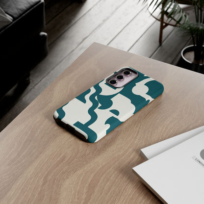 Abstract Teal Pattern Phone Case — Modern Geometric Tough Case
