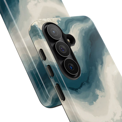 Ocean Wave Marble Phone Case — Teal & Ivory Abstract Tough Case