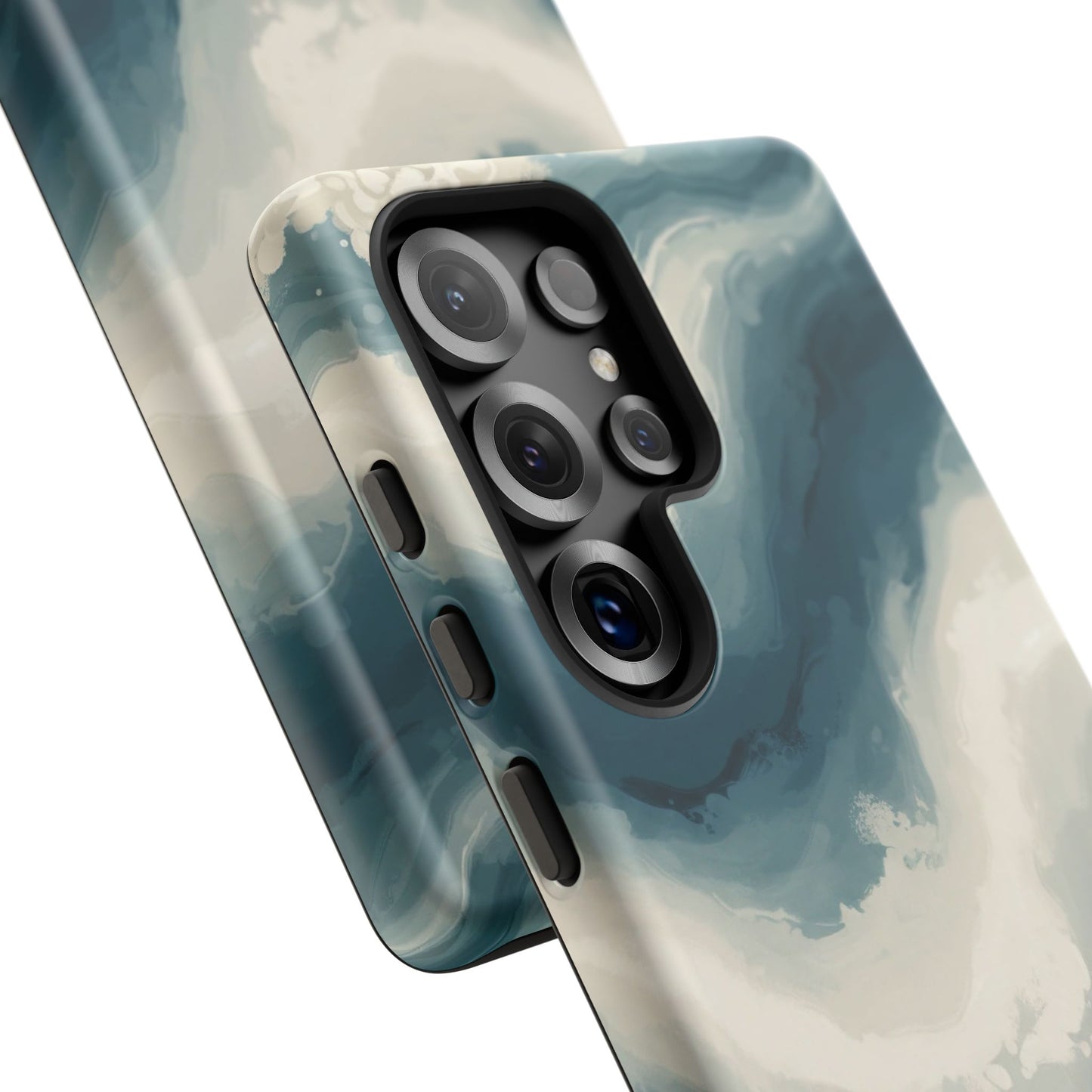 Ocean Wave Marble Phone Case — Teal & Ivory Abstract Tough Case