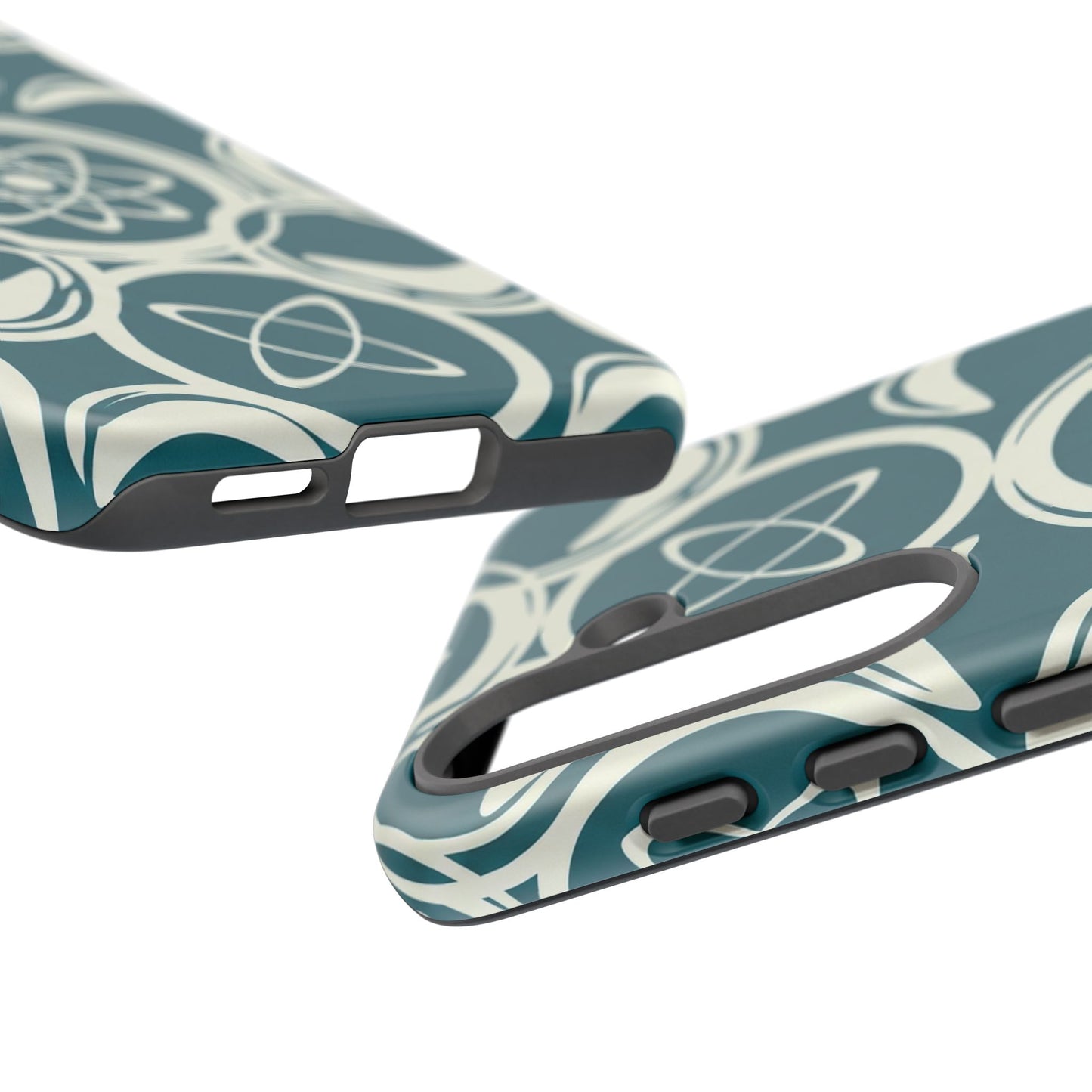 Atomic Geo Tough Phone Case — Teal Retro Science Pattern