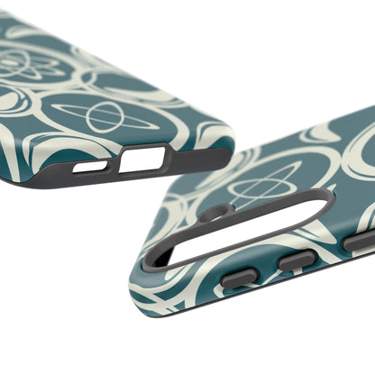 Atomic Geo Tough Phone Case — Teal Retro Science Pattern