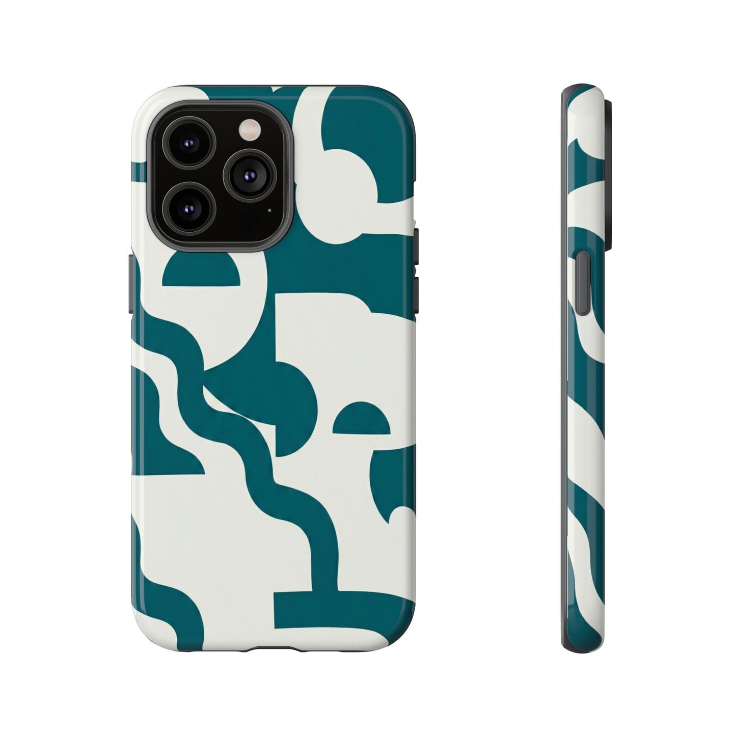 Abstract Teal Shapes Phone Case — Modern Geometric Tough Case