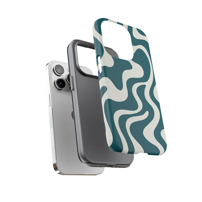 Teal Retro Swirl Tough Phone Case