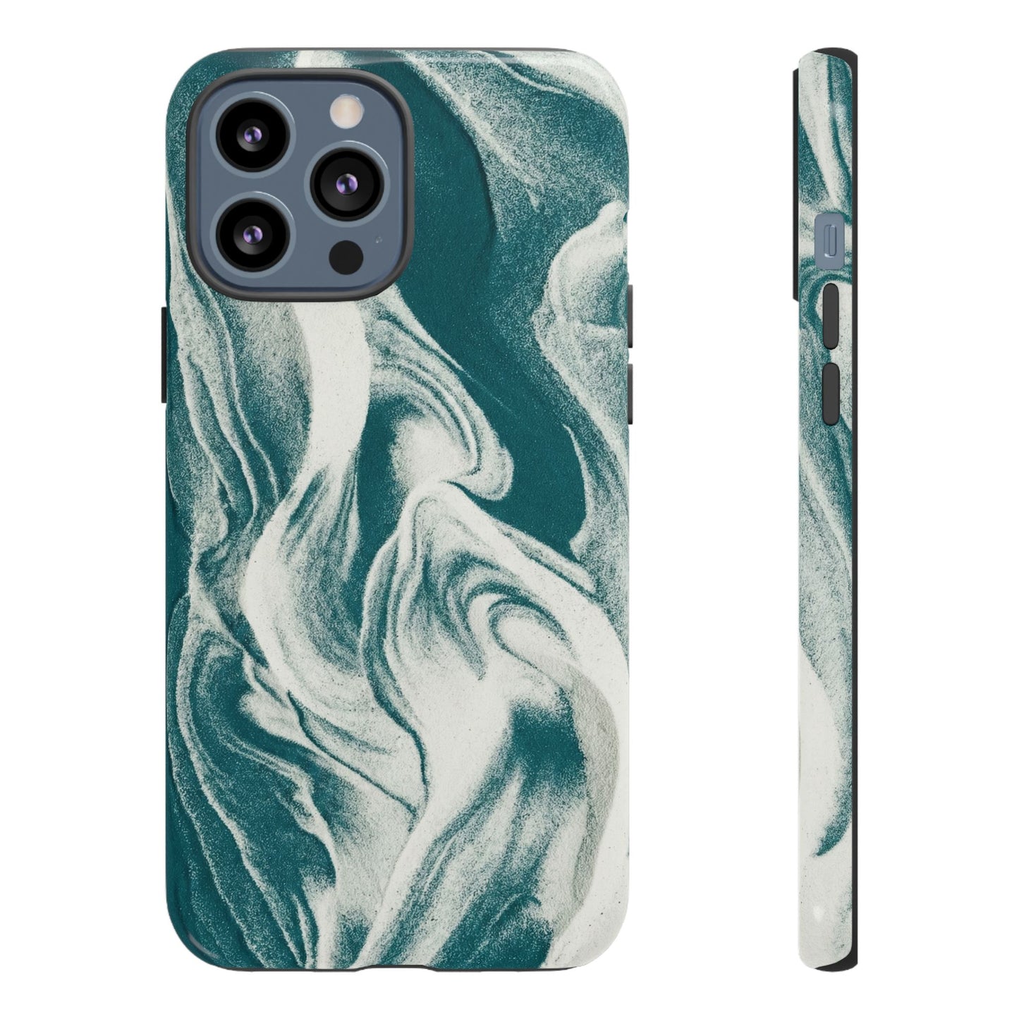Marble Teal Tough Phone Case — Swirl Pattern Protective Cover