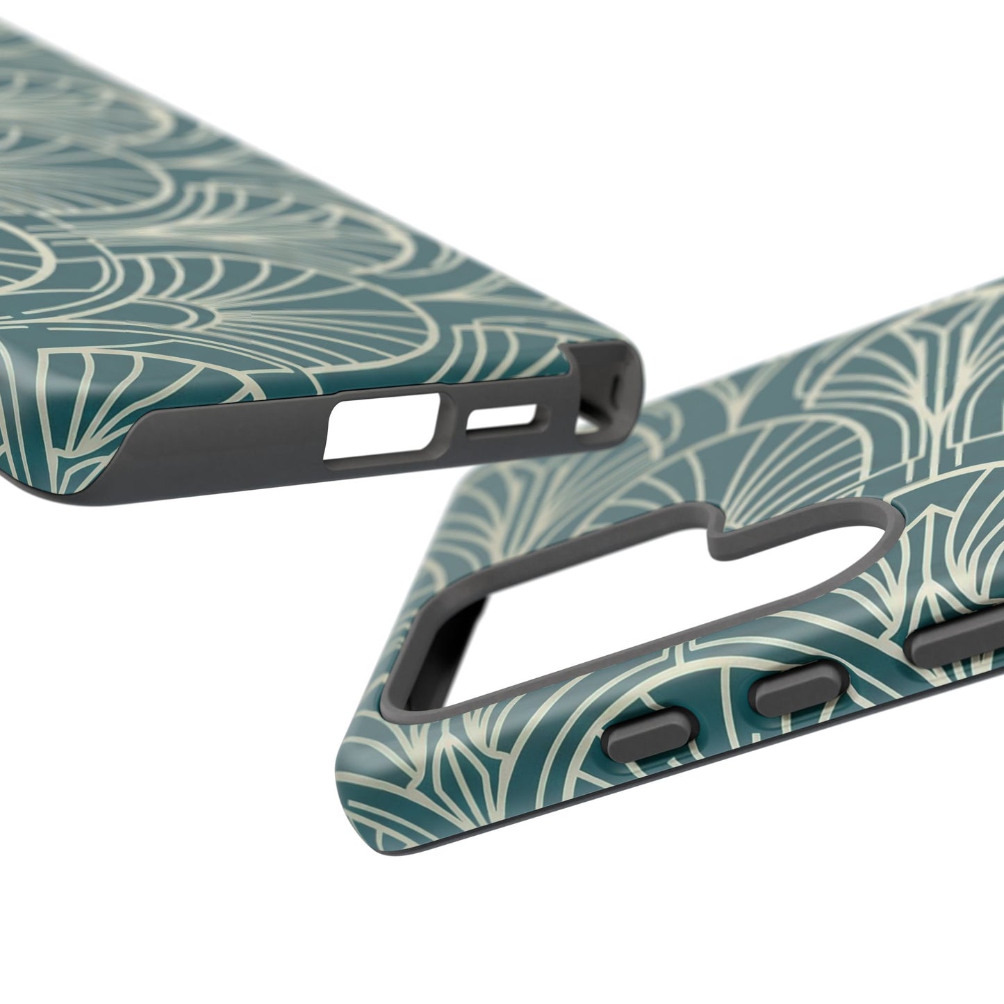 Teal Art Deco Pattern Tough Phone Case — Retro Geometric Protection