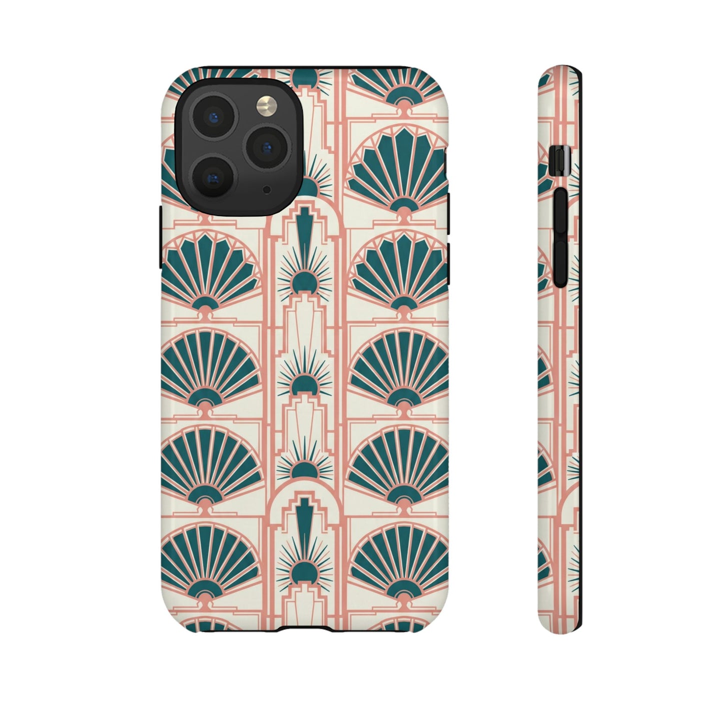 Art Deco Fan Pattern Tough Phone Case — Retro Geometric iPhone Cover