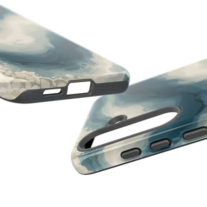 Ocean Wave Marble Phone Case — Teal & Ivory Abstract Tough Case