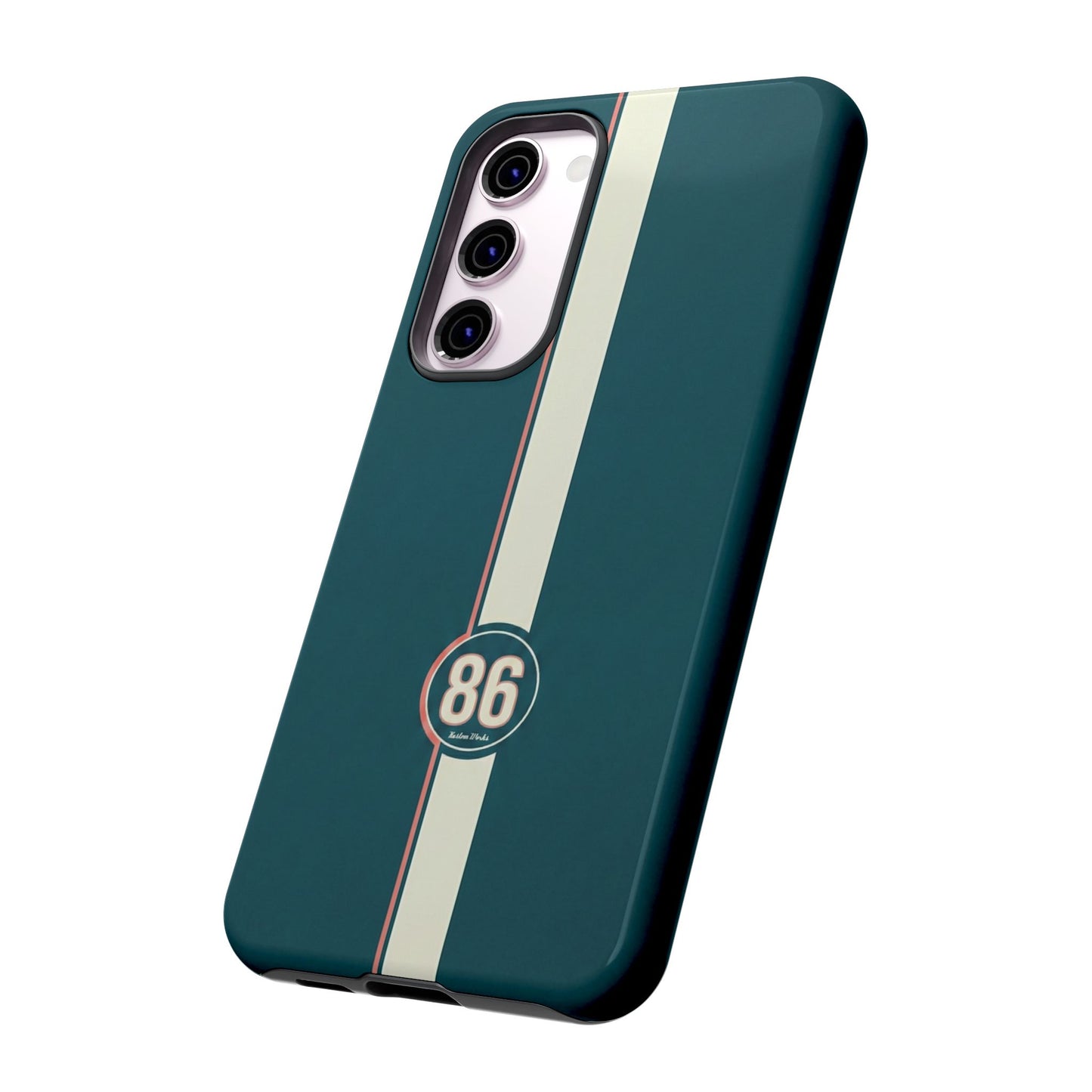 Racing Stripe Phone Case - Retro Teal with Number 86