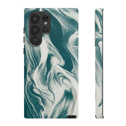 Teal Marble Tough Phone Case — Protective Artistic Swirl Design