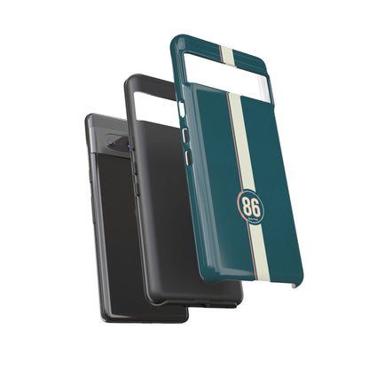 Racing Stripe Phone Case - Retro Teal with Number 86