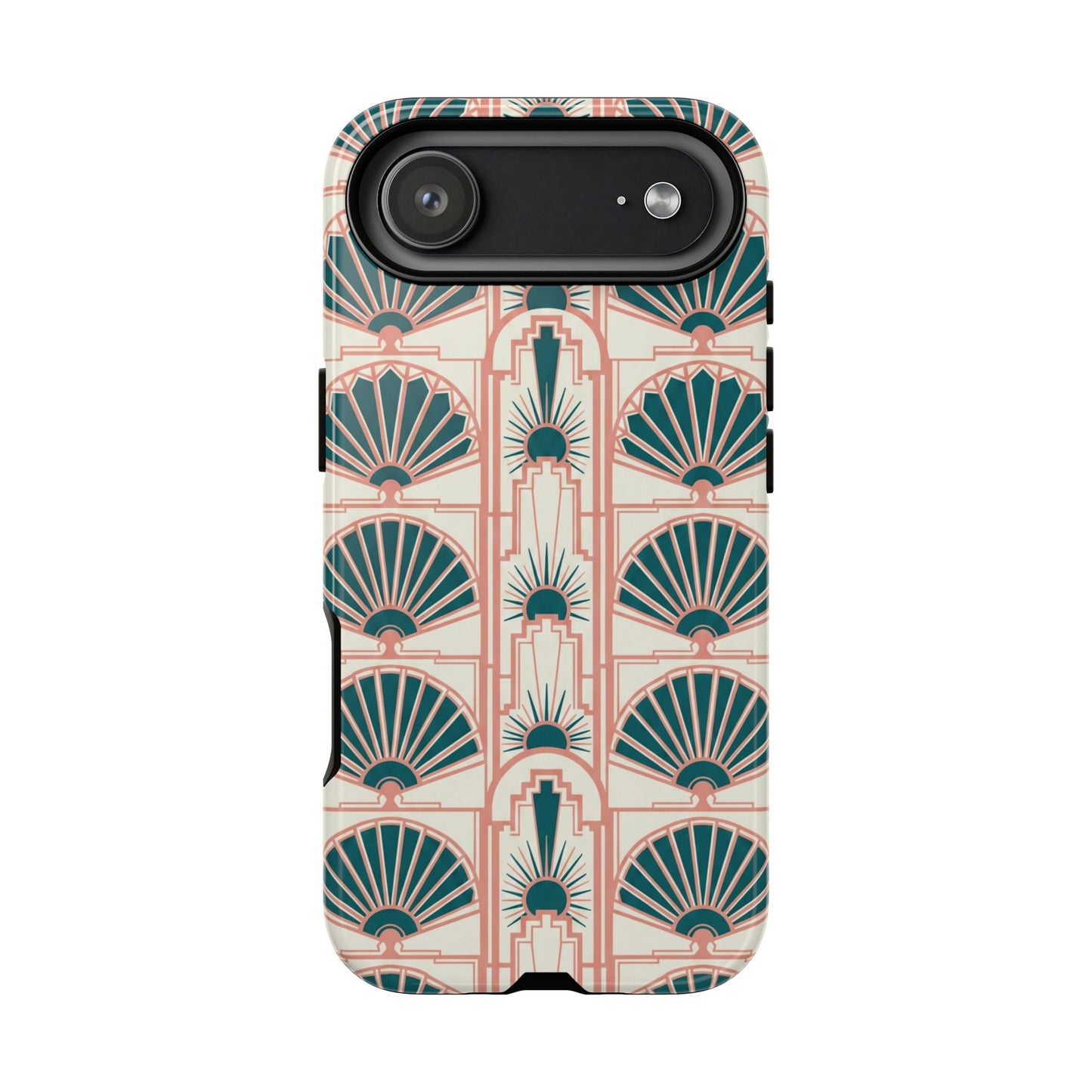 Art Deco Fan Pattern Tough Phone Case — Retro Geometric iPhone Cover