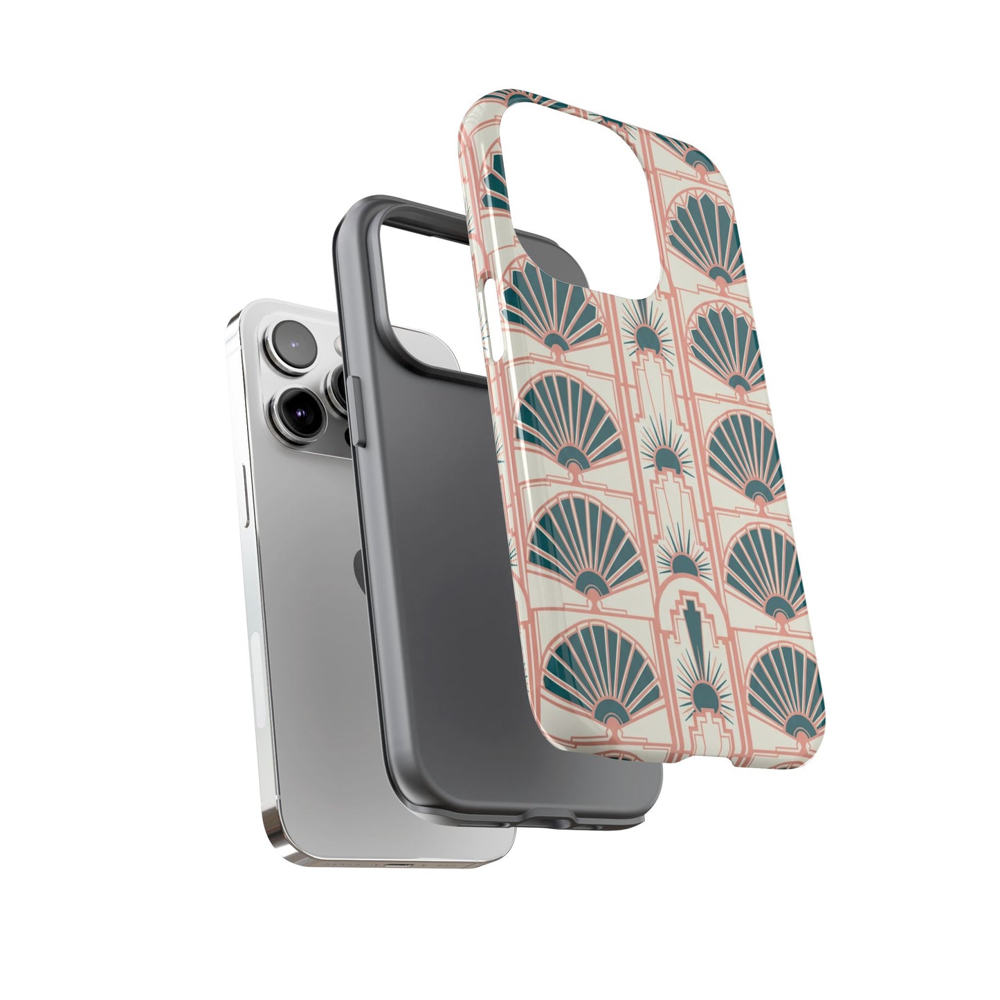 Art Deco Fan Pattern Tough Phone Case — Retro Geometric iPhone Cover