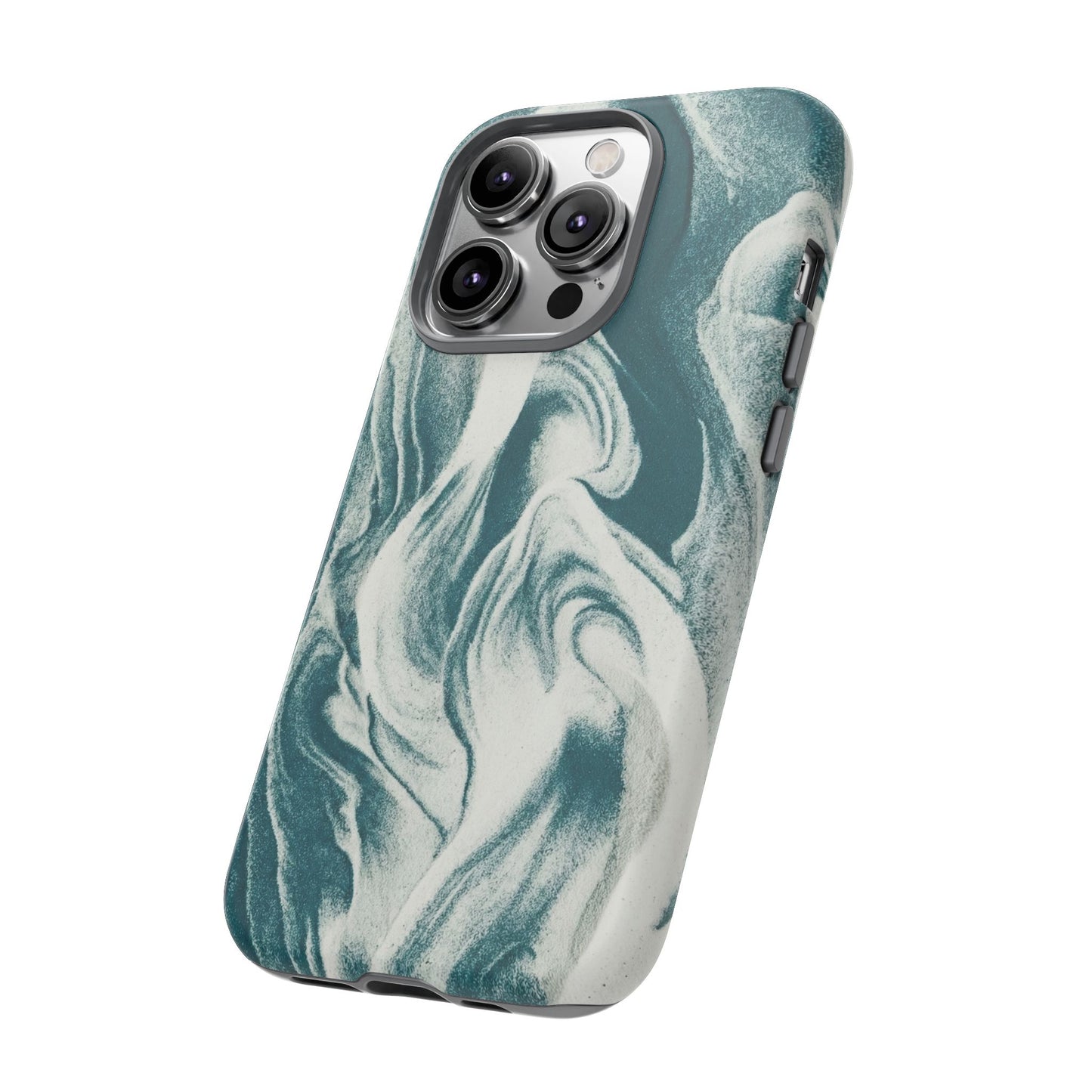 Marble Teal Tough Phone Case — Swirl Pattern Protective Cover