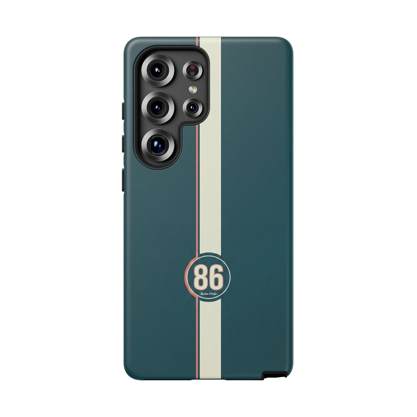 Racing Stripe Phone Case - Retro Teal with Number 86