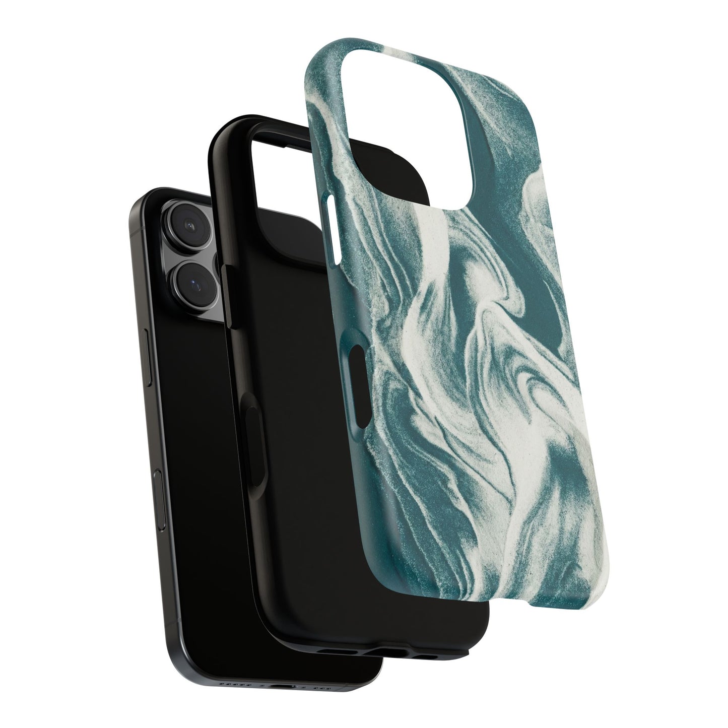 Marble Teal Tough Phone Case — Swirl Pattern Protective Cover