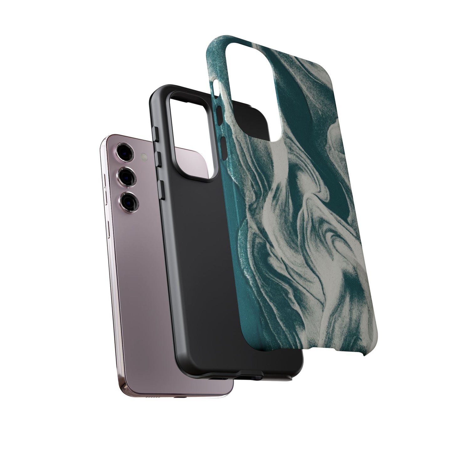 Teal Marble Tough Phone Case — Protective Artistic Swirl Design