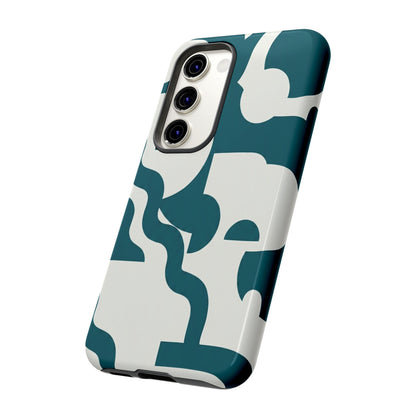 Abstract Teal Pattern Phone Case — Modern Geometric Tough Case
