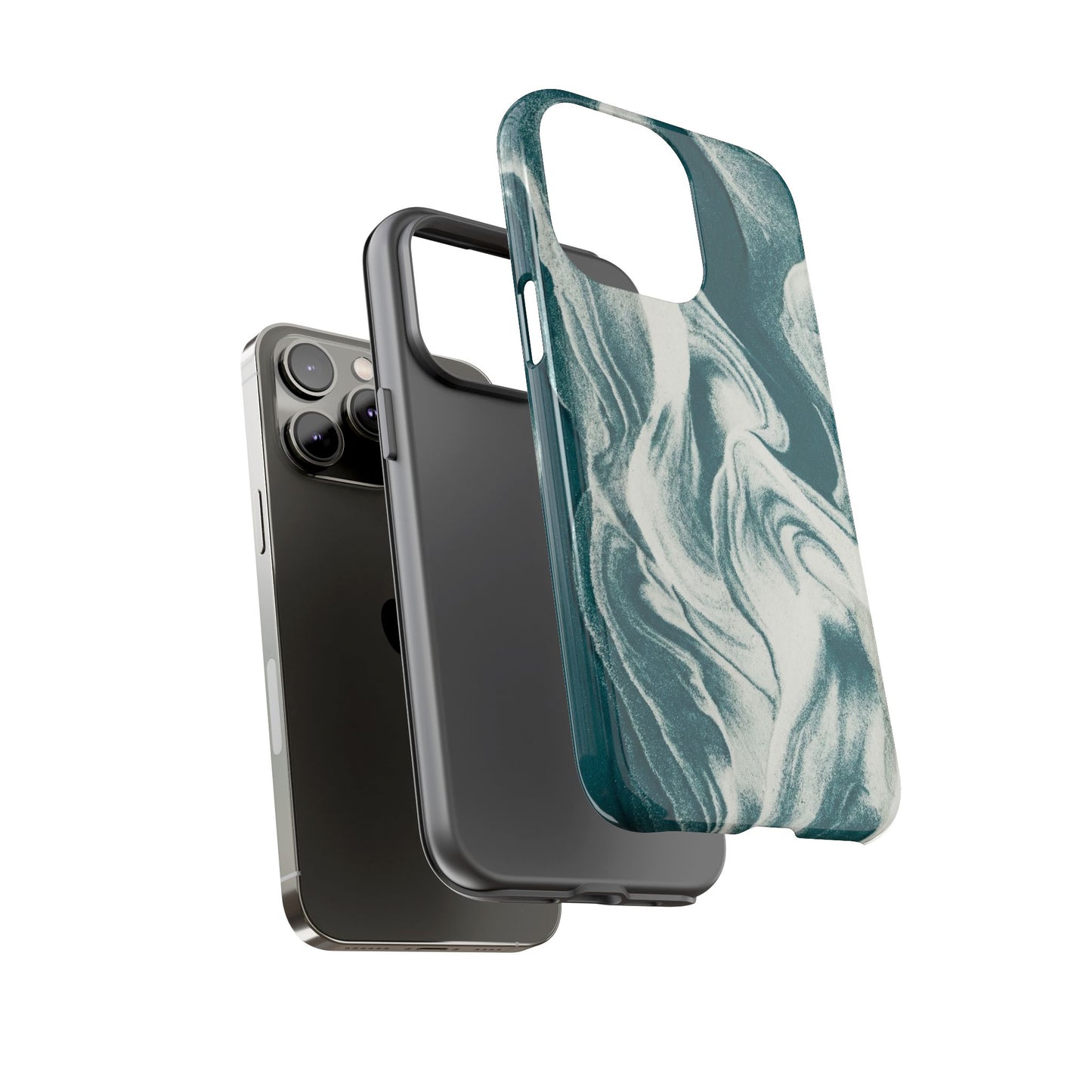 Marble Teal Tough Phone Case — Swirl Pattern Protective Cover