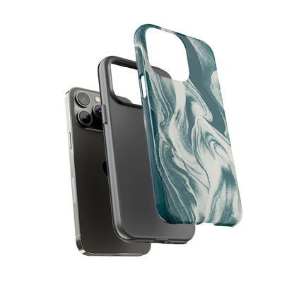Marble Teal Tough Phone Case — Swirl Pattern Protective Cover