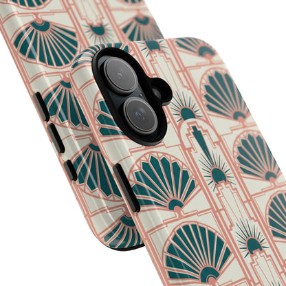 Art Deco Fan Pattern Tough Phone Case — Retro Geometric iPhone Cover