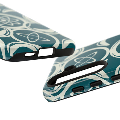 Atomic Geo Tough Phone Case — Teal Retro Science Pattern