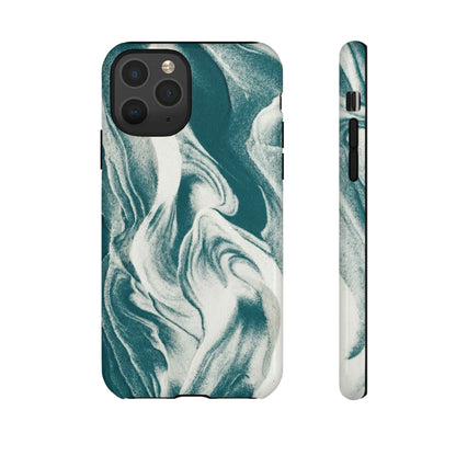 Marble Teal Tough Phone Case — Swirl Pattern Protective Cover