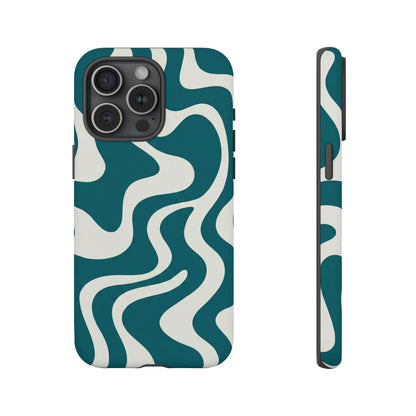 Teal Retro Swirl Tough Phone Case