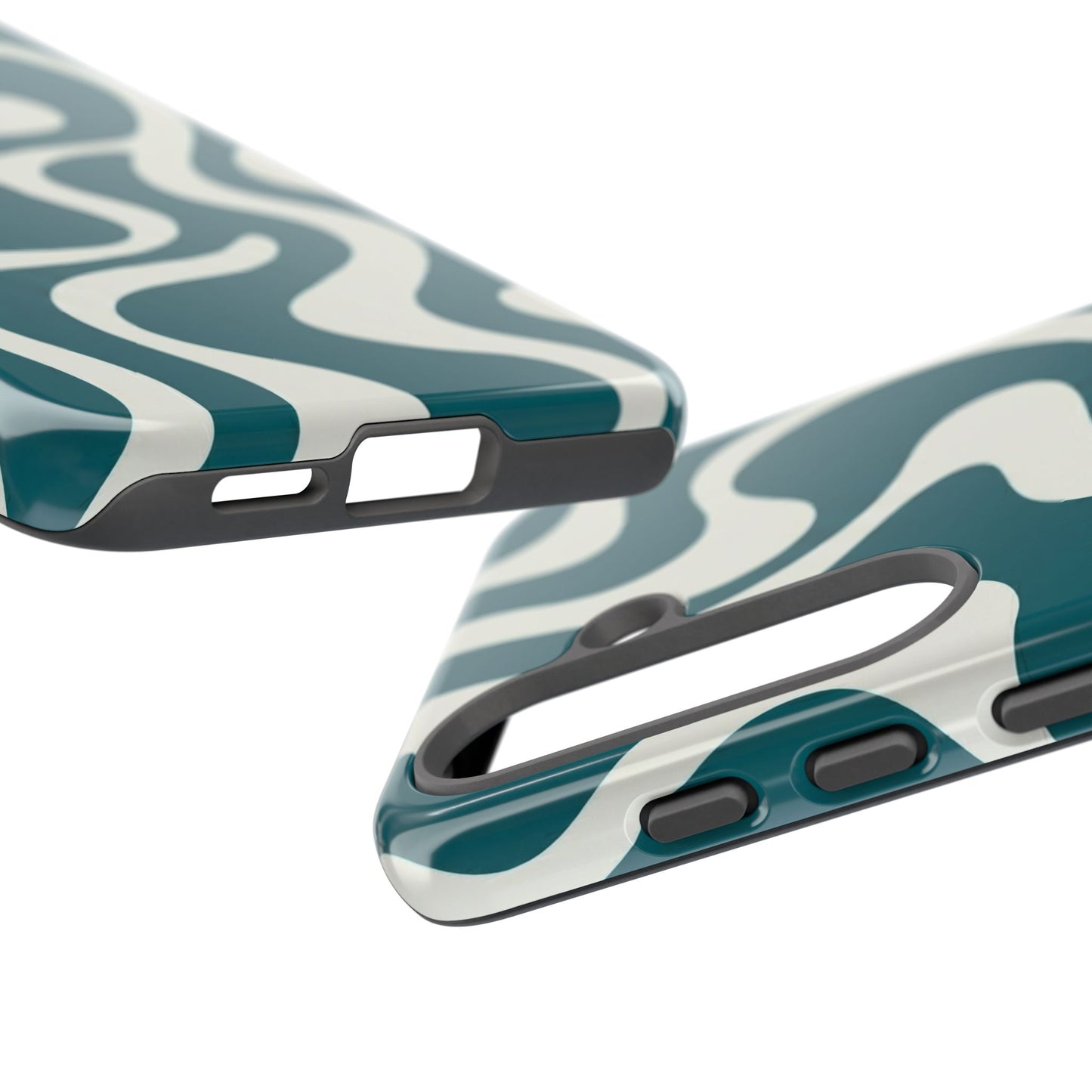 Abstract Teal Swirl Phone Case — Retro Wavy Tough Case