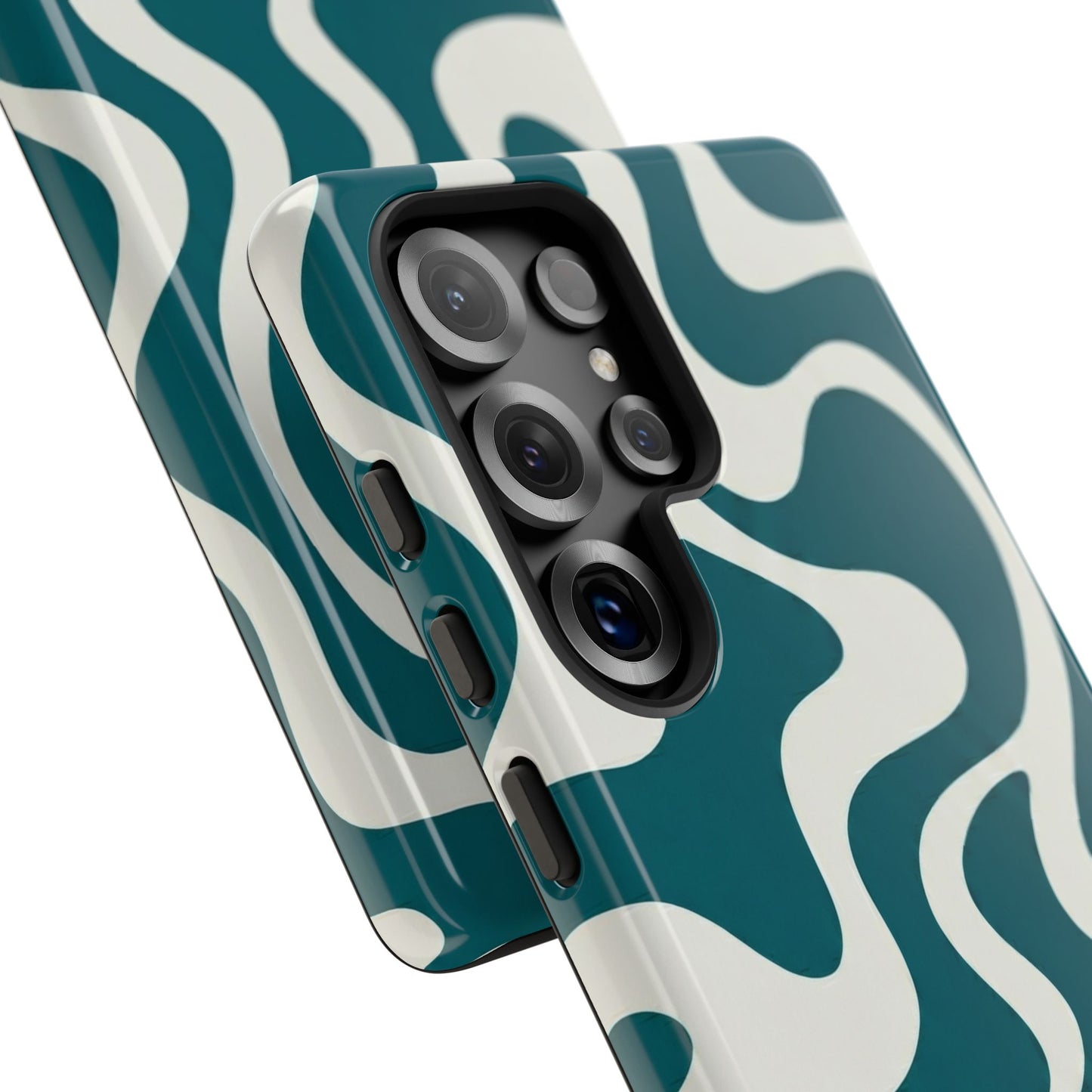 Abstract Teal Swirl Phone Case — Retro Wavy Tough Case
