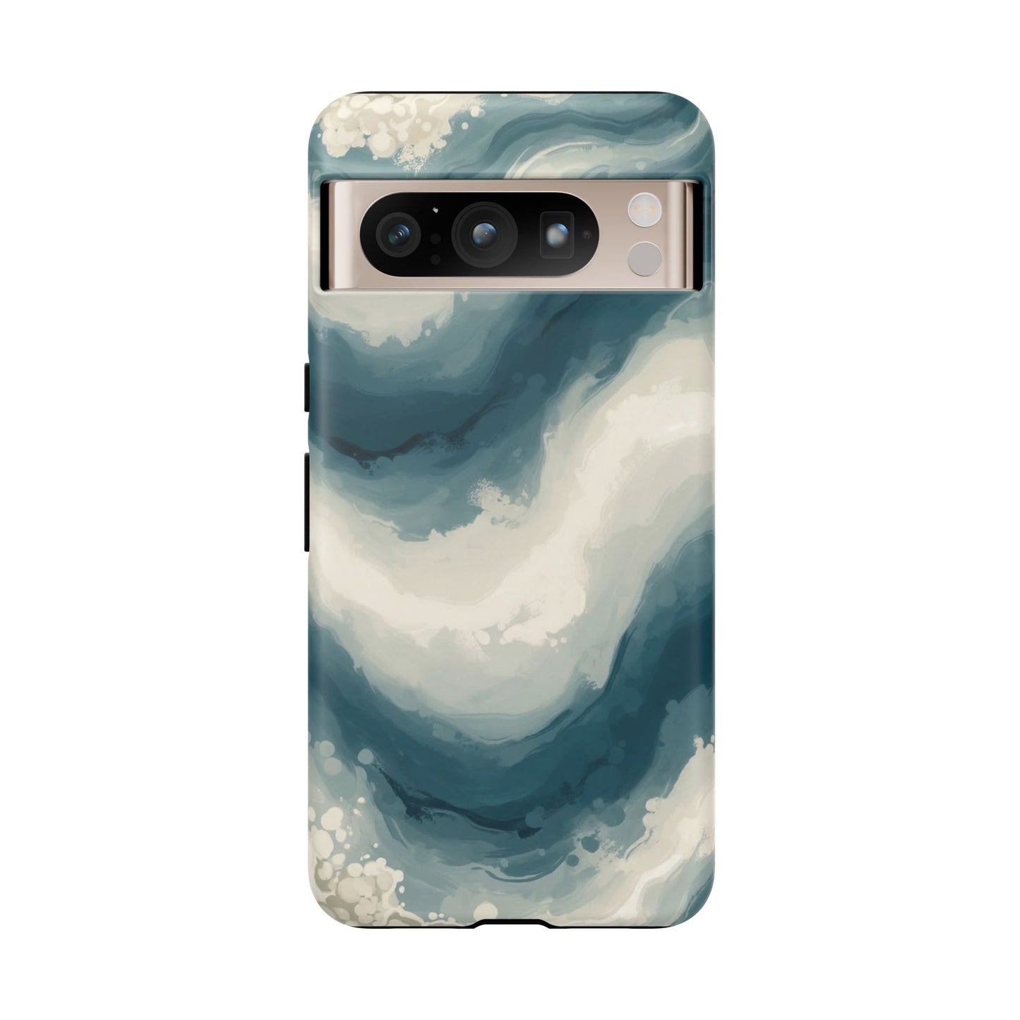 Ocean Wave Marble Phone Case — Teal & Ivory Abstract Tough Case
