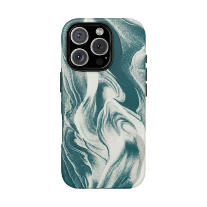 Marble Teal Tough Phone Case — Swirl Pattern Protective Cover