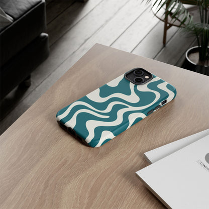 Teal Retro Swirl Tough Phone Case