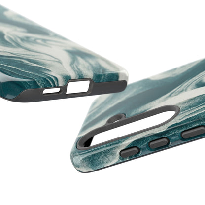 Teal Marble Tough Phone Case — Protective Artistic Swirl Design
