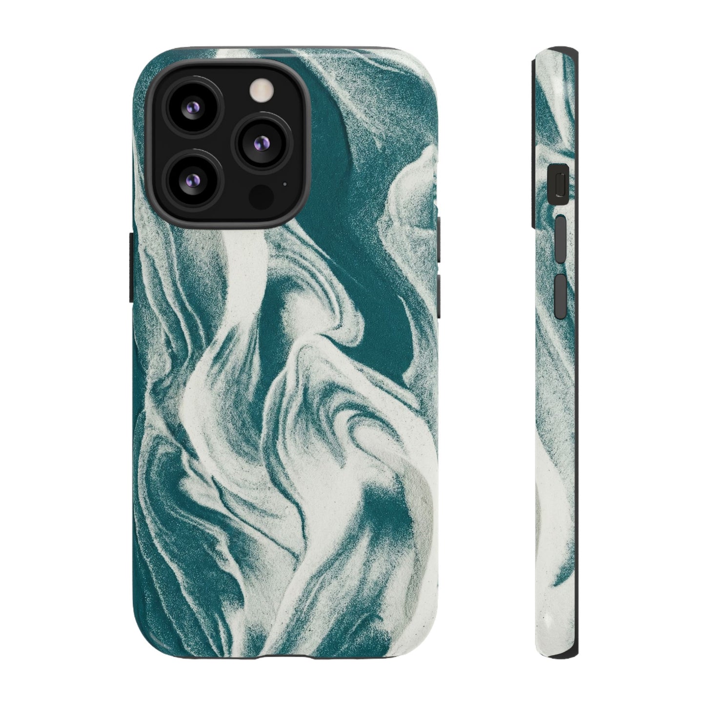 Marble Teal Tough Phone Case — Swirl Pattern Protective Cover