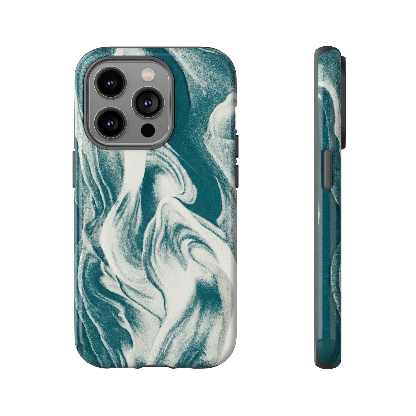 Marble Teal Tough Phone Case — Swirl Pattern Protective Cover