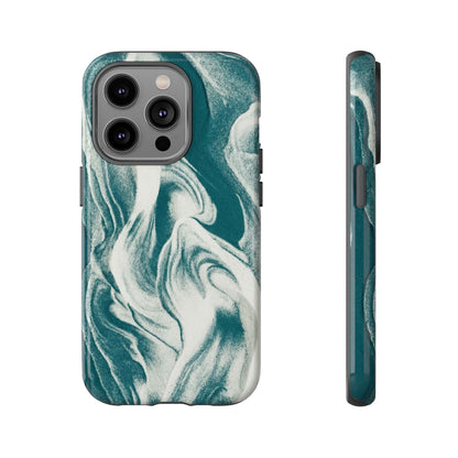 Marble Teal Tough Phone Case — Swirl Pattern Protective Cover