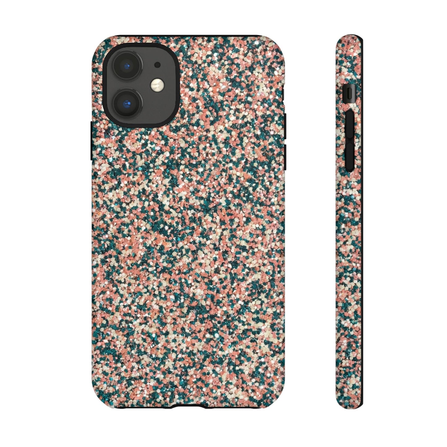 Glitter Speckle Tough Phone Case — Pink & Teal Protective Cover