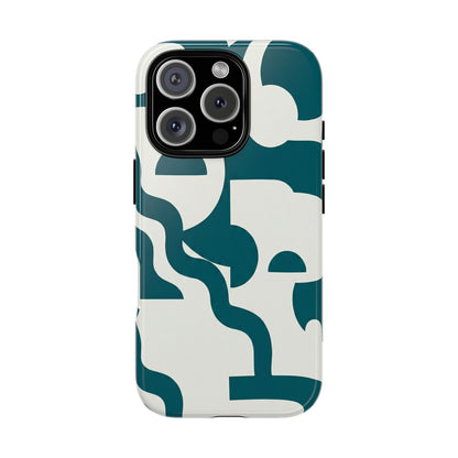 Abstract Teal Shapes Phone Case — Modern Geometric Tough Case