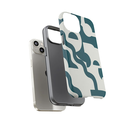 Abstract Teal Shapes Phone Case — Modern Geometric Tough Case