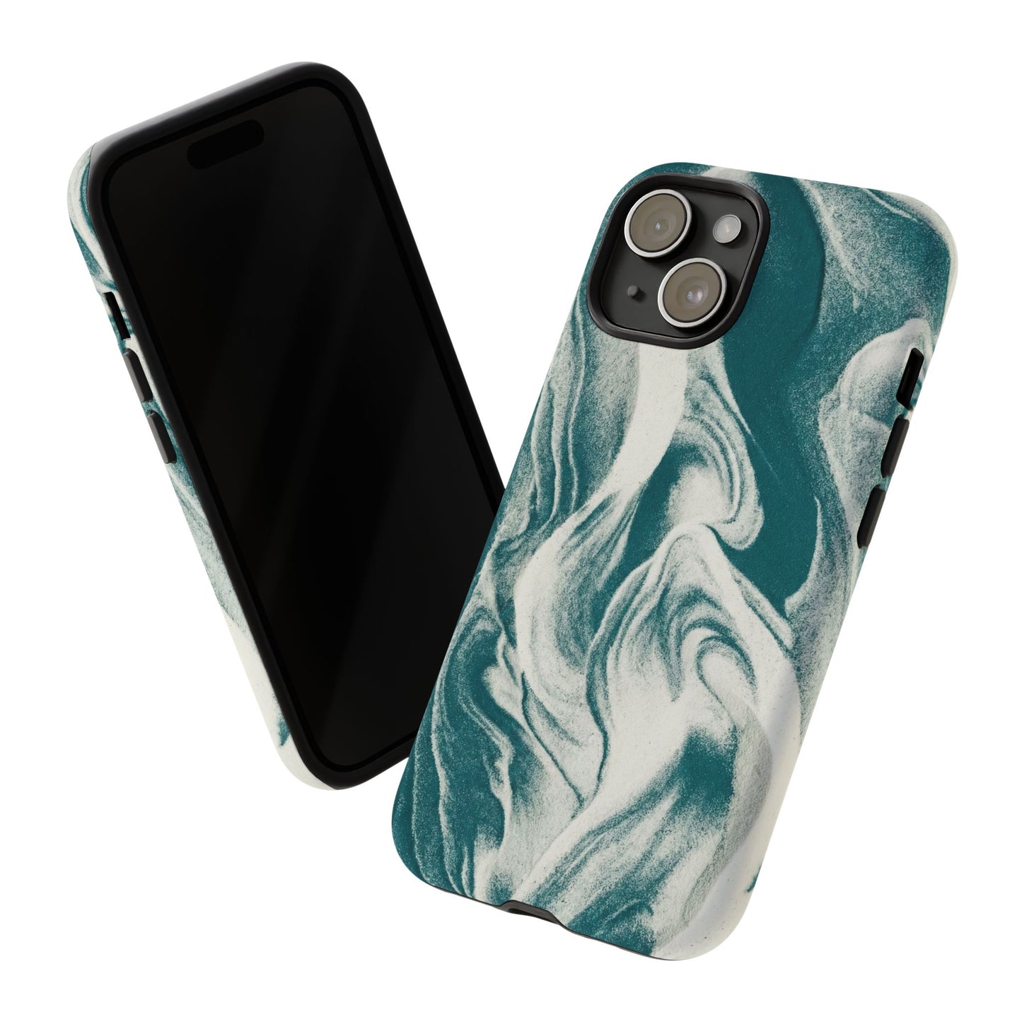Marble Teal Tough Phone Case — Swirl Pattern Protective Cover