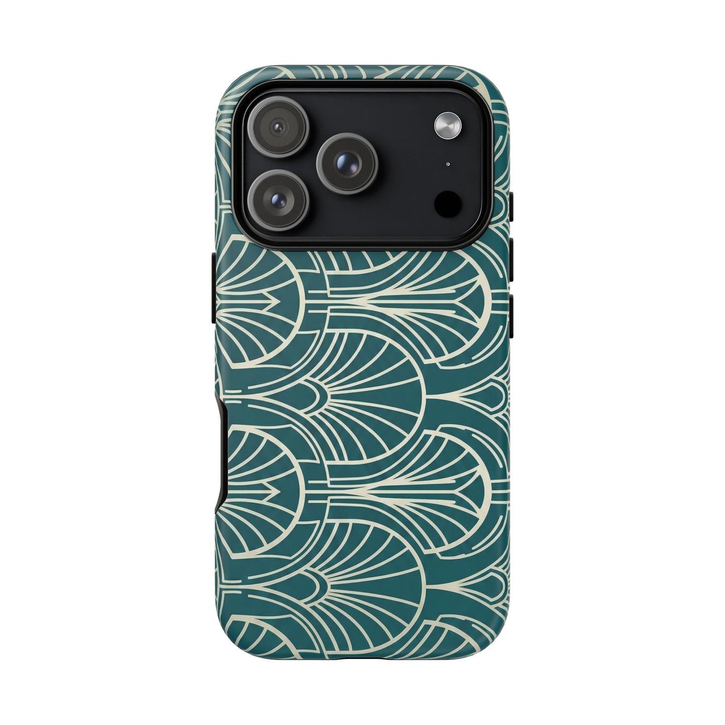 Art Deco Teal Pattern Tough Phone Case — Vintage Geometric Protective Case