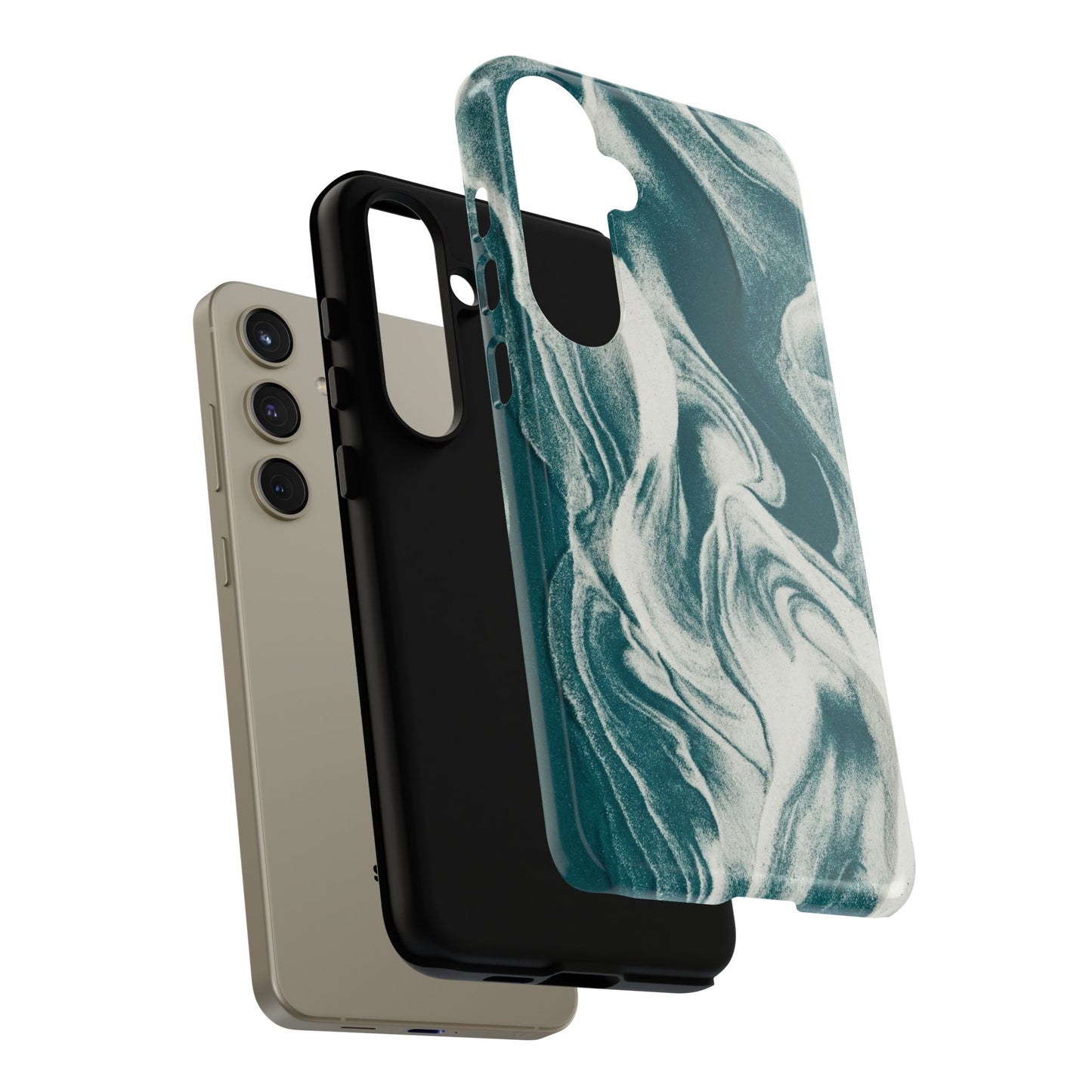 Teal Marble Tough Phone Case — Protective Artistic Swirl Design