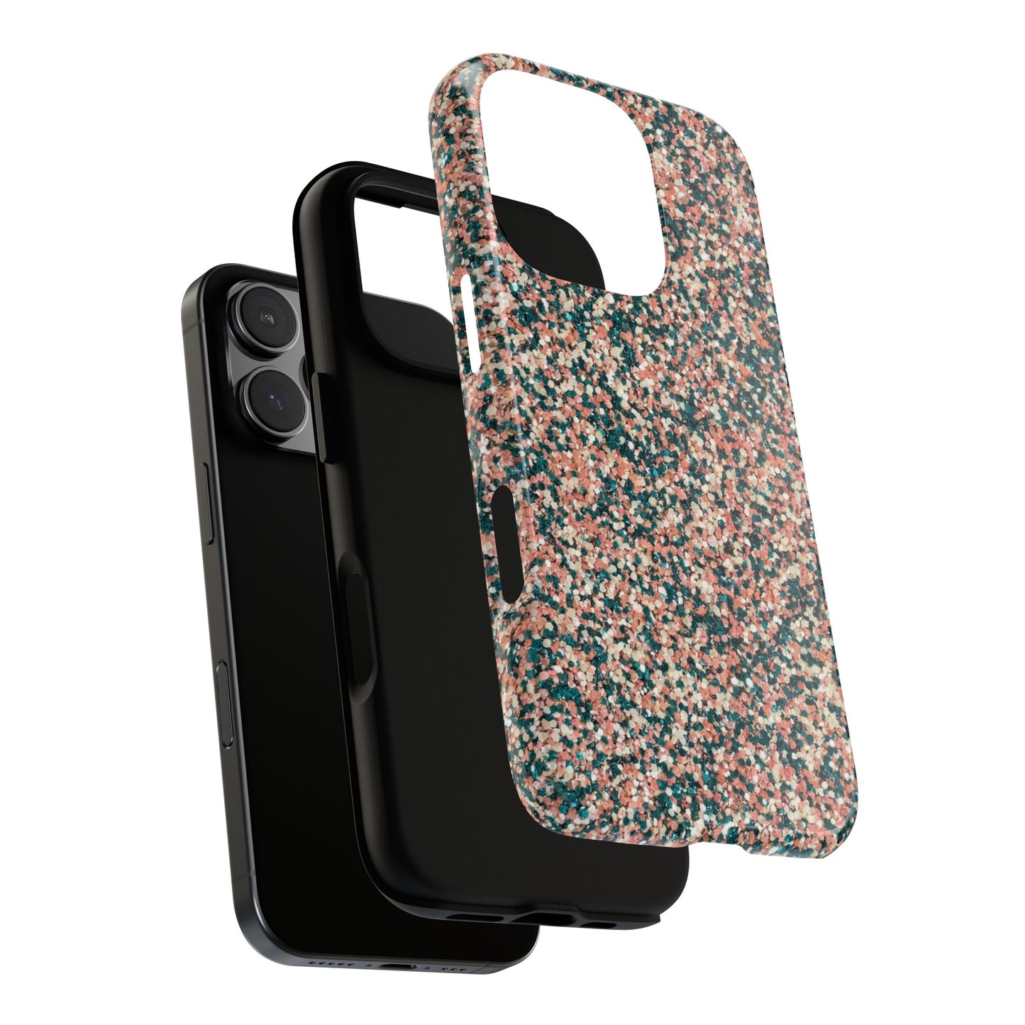 Glitter Speckle Tough Phone Case — Pink & Teal Protective Cover