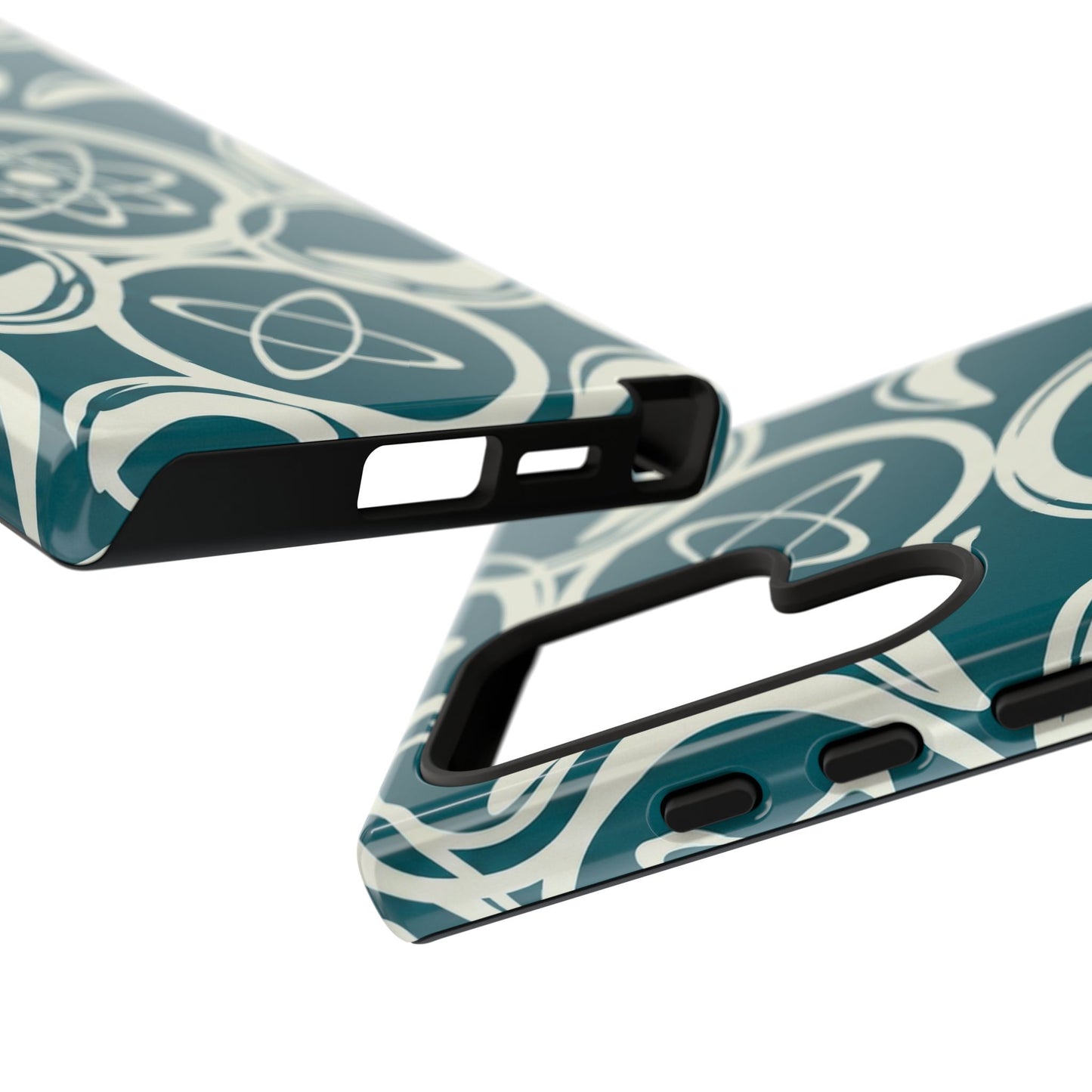 Atomic Geo Tough Phone Case — Teal Retro Science Pattern