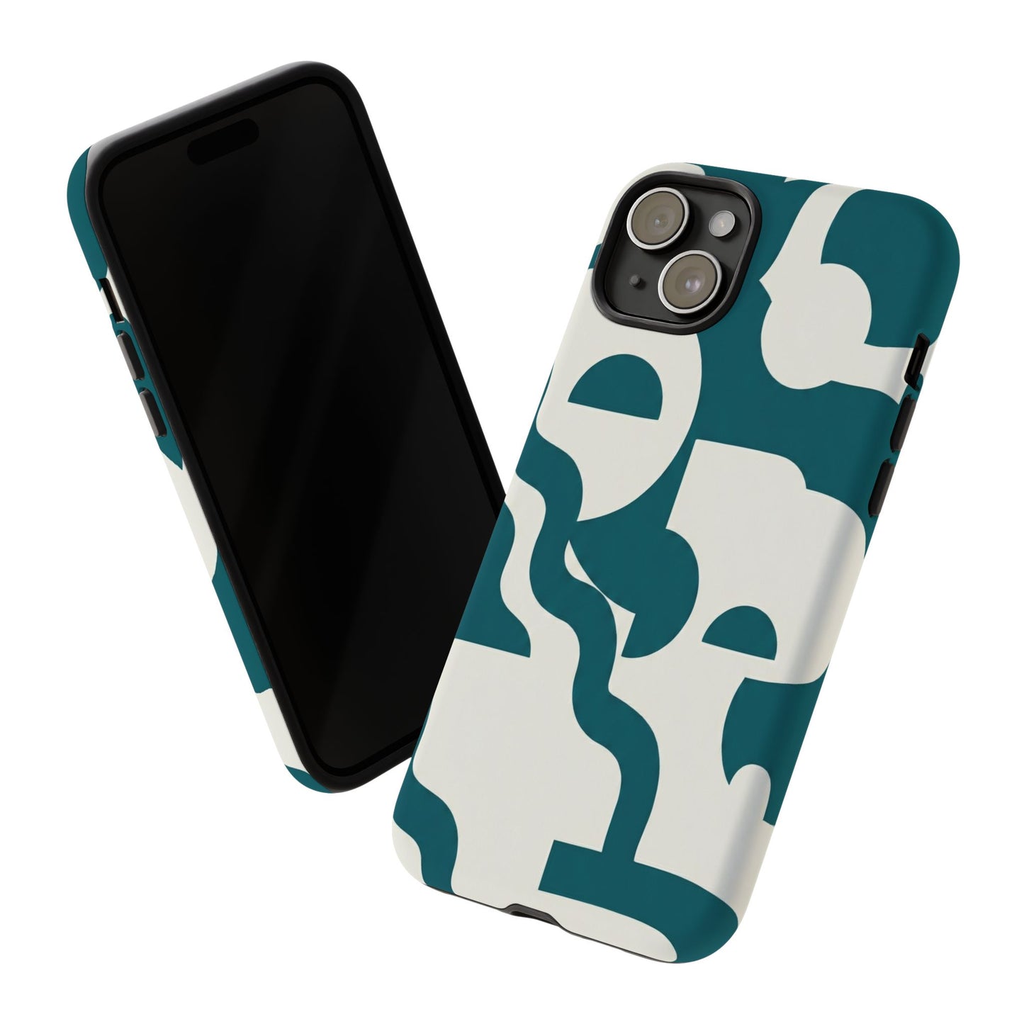 Abstract Teal Shapes Phone Case — Modern Geometric Tough Case