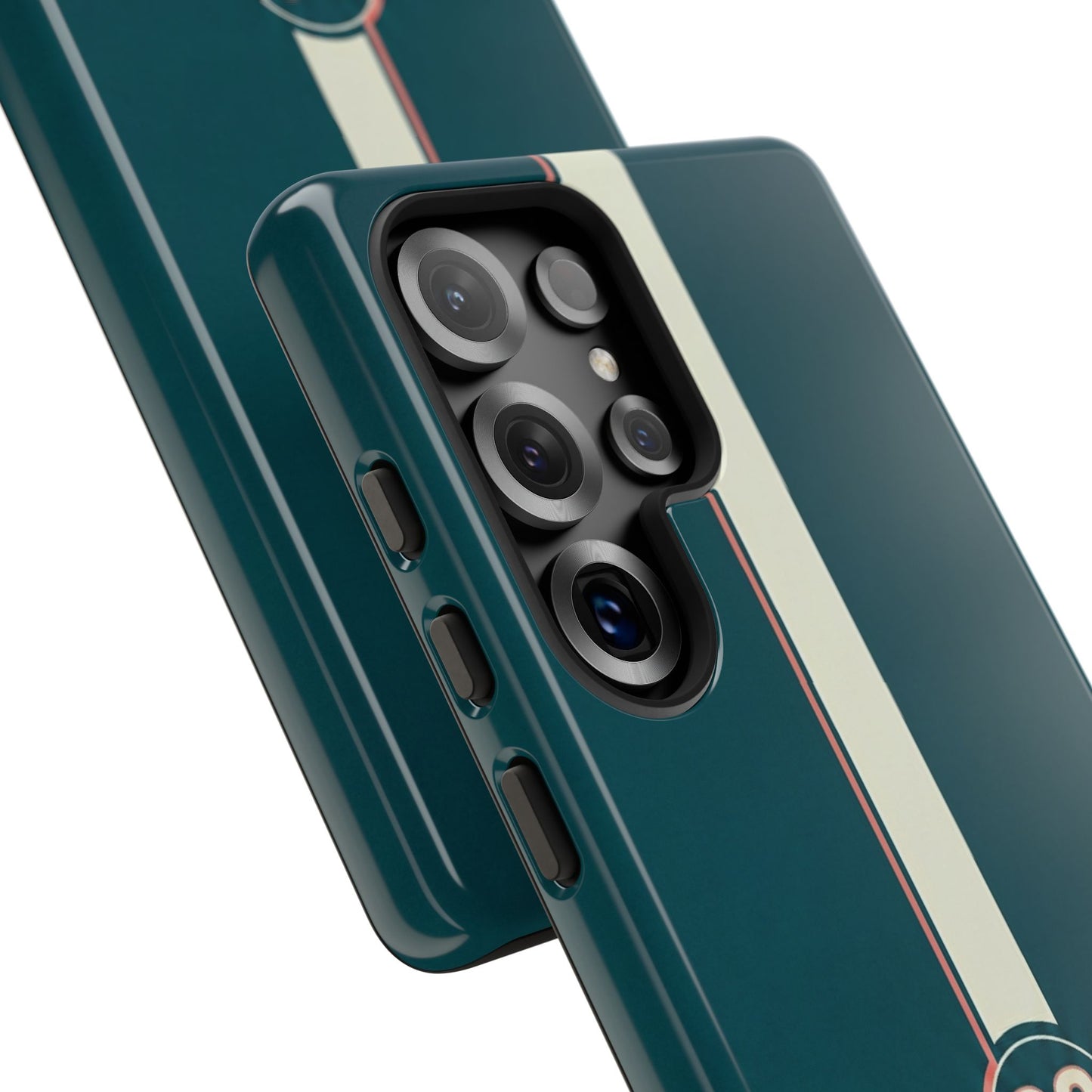 Racing Stripe Phone Case - Retro Teal with Number 86