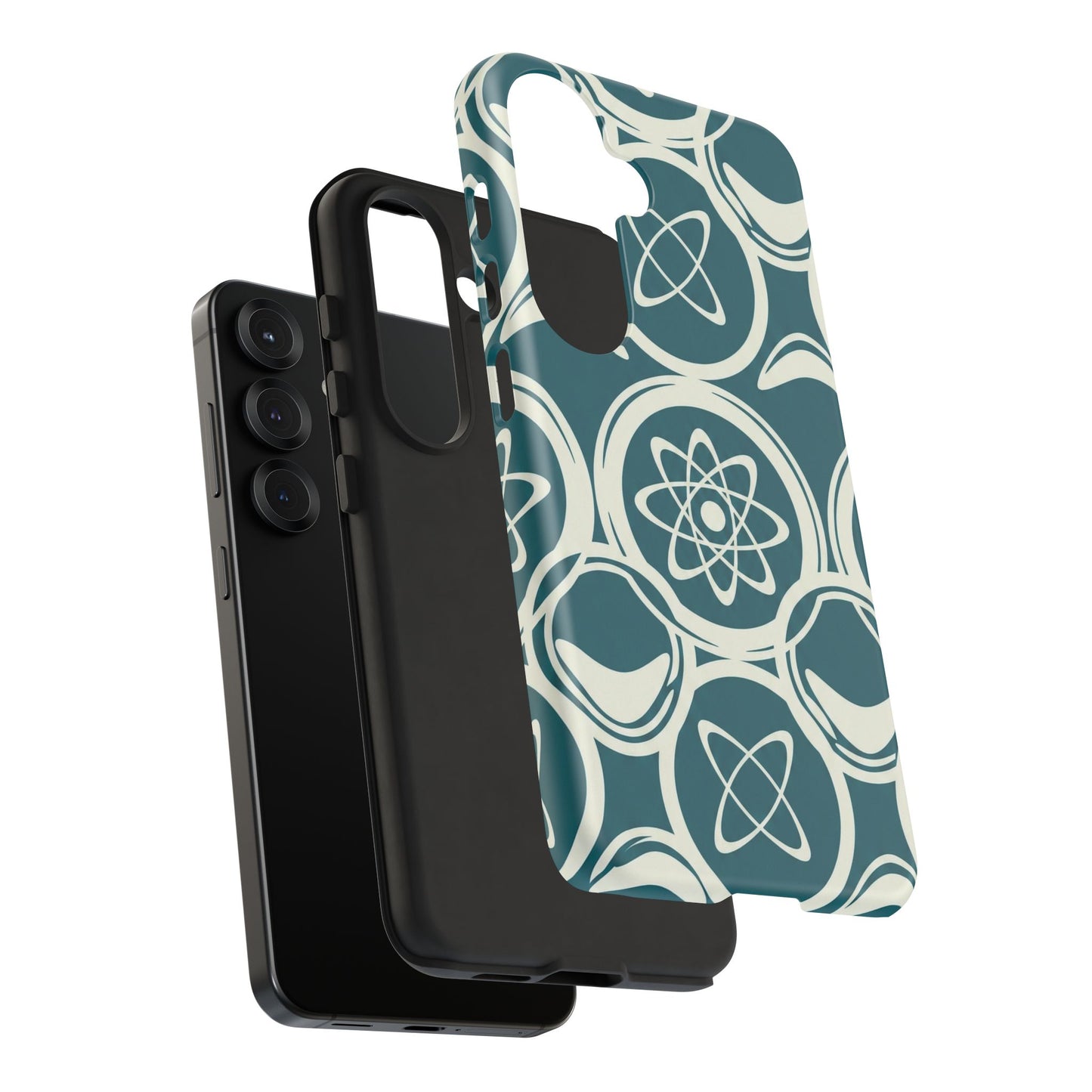 Atomic Geo Tough Phone Case — Teal Retro Science Pattern