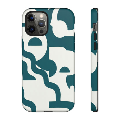 Abstract Teal Shapes Phone Case — Modern Geometric Tough Case